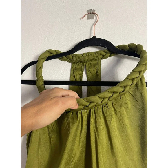 Christiane Celle Calyps Womens Halter Knee Length Shift Dress Green Silk Sz XS - Picture 10 of 11